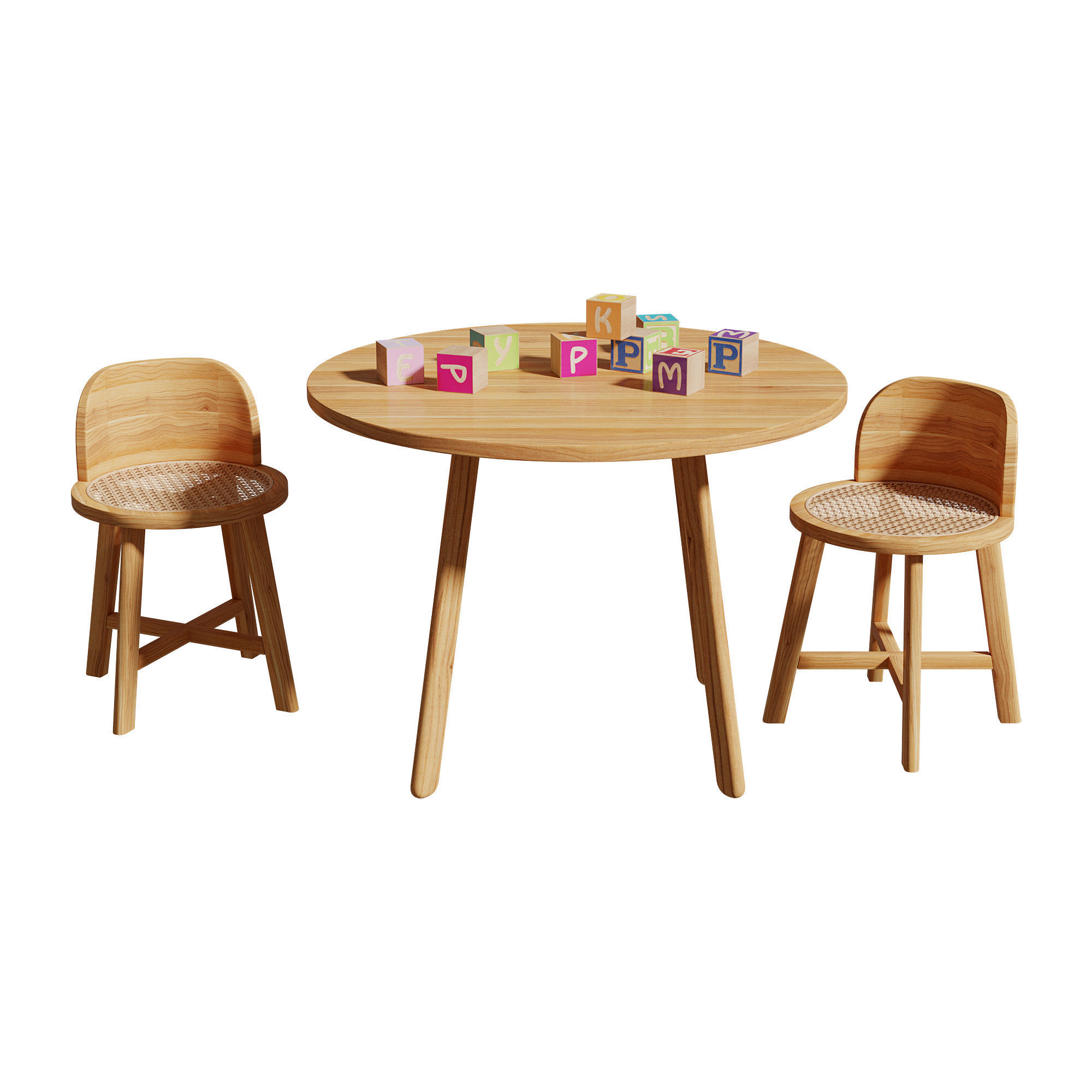 Kathyscove Quinns Junior Round Activity Wood Table Chairs Set 3D model_3