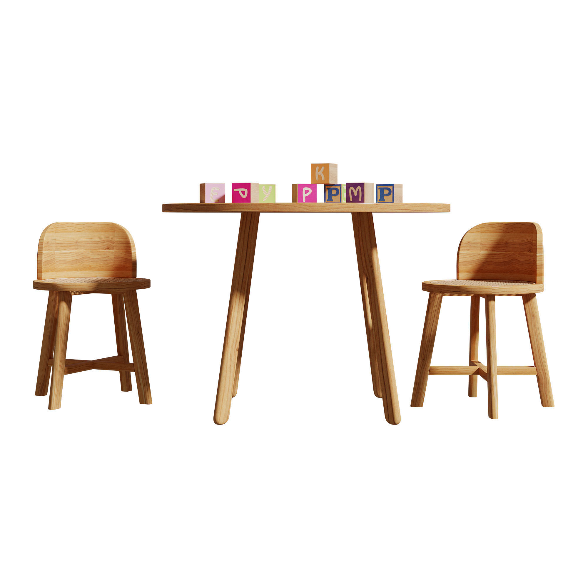 Kathyscove Quinns Junior Round Activity Wood Table Chairs Set 3D model_12