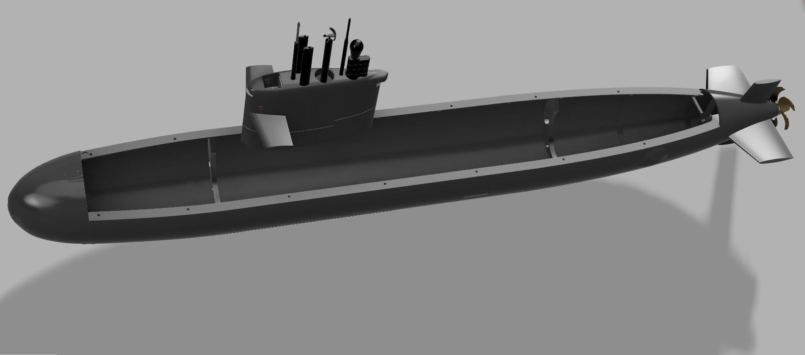 Taiwan submarine Hai-Lung Class 1- 50 scale designed for RC 3D print model_3