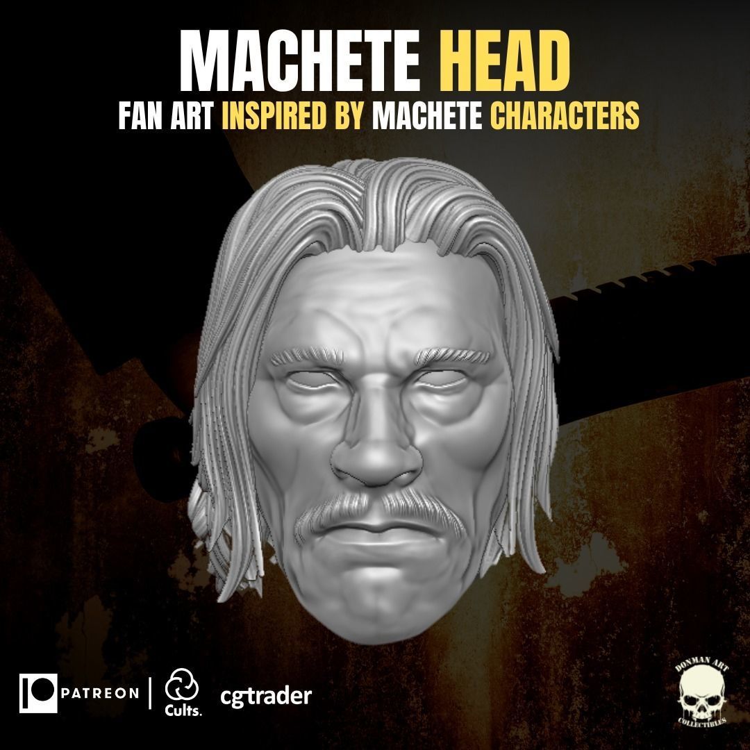 Machete fan Art Head  3D printable Files For Action Figures 3D print model_9