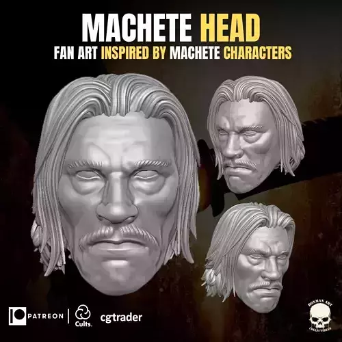 Machete fan Art Head  3D printable Files For Action Figures 3D print model