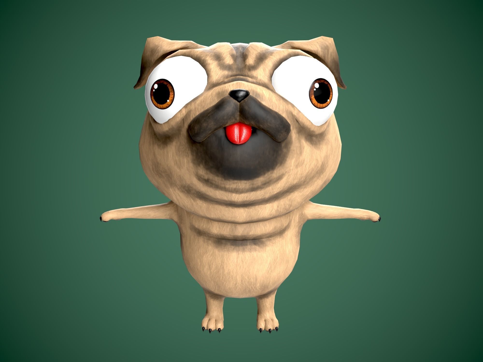 Cute Mops dog Low-poly 3D model_8