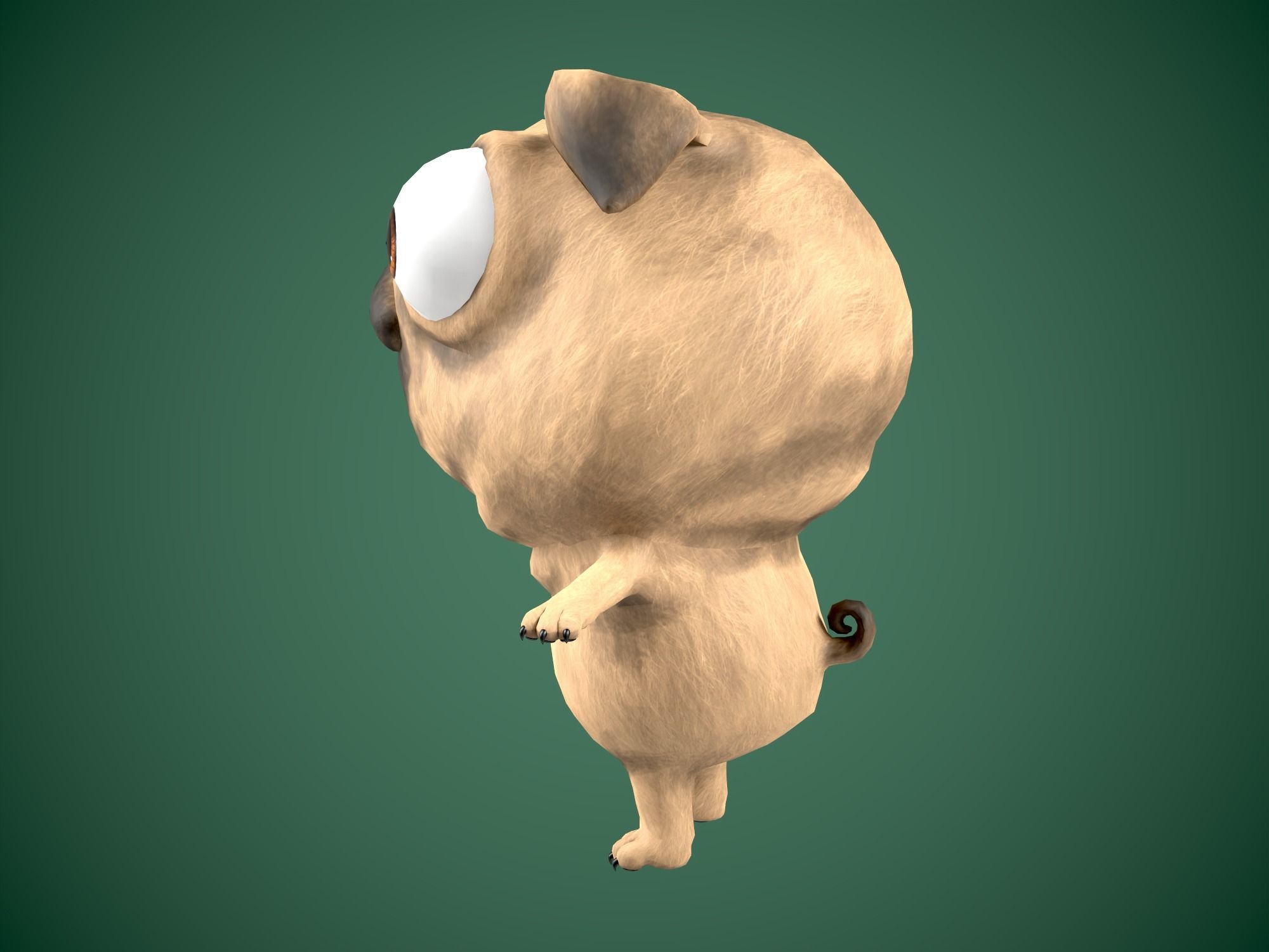 Cute Mops dog Low-poly 3D model_7