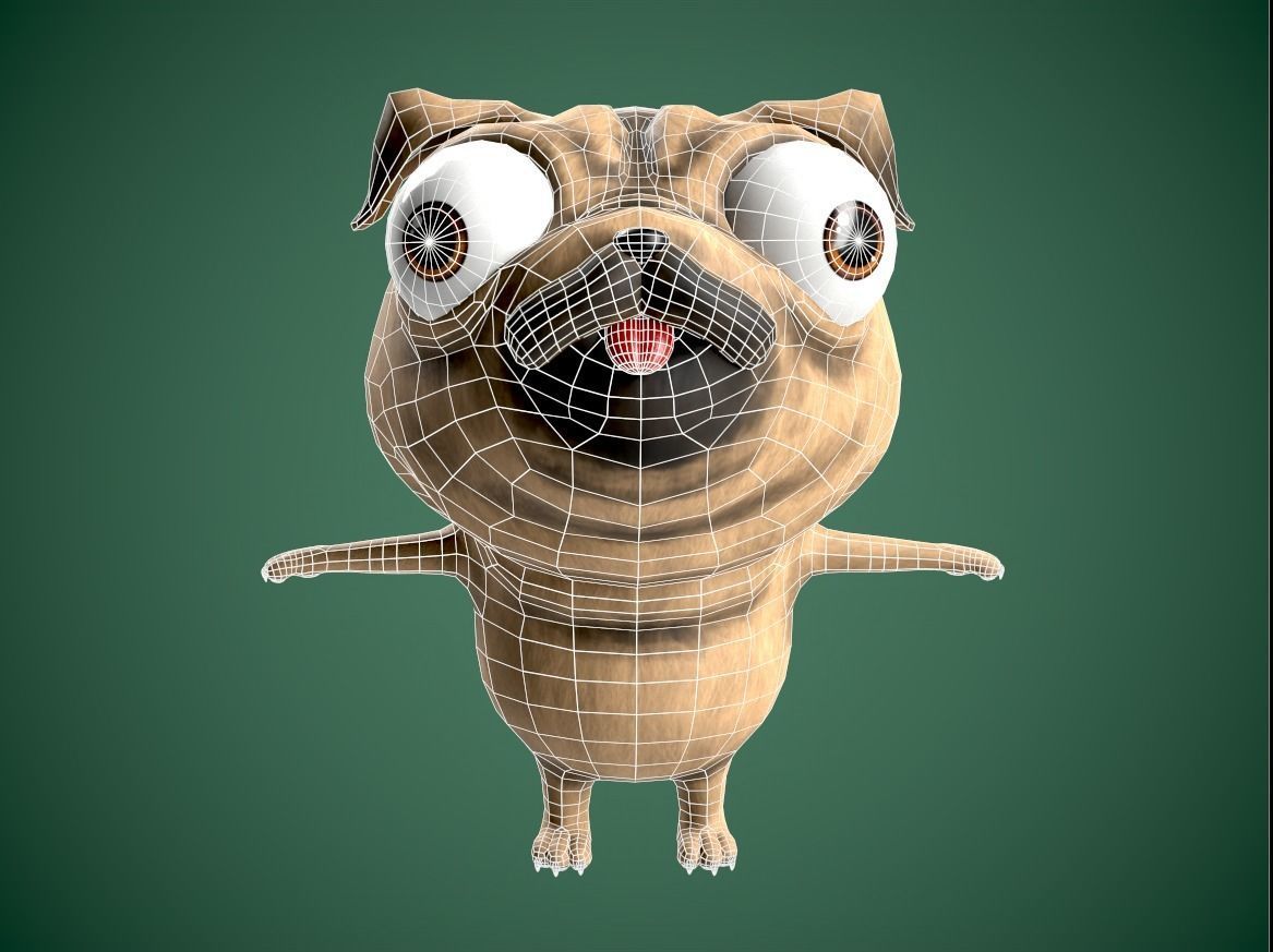 Cute Mops dog Low-poly 3D model_2