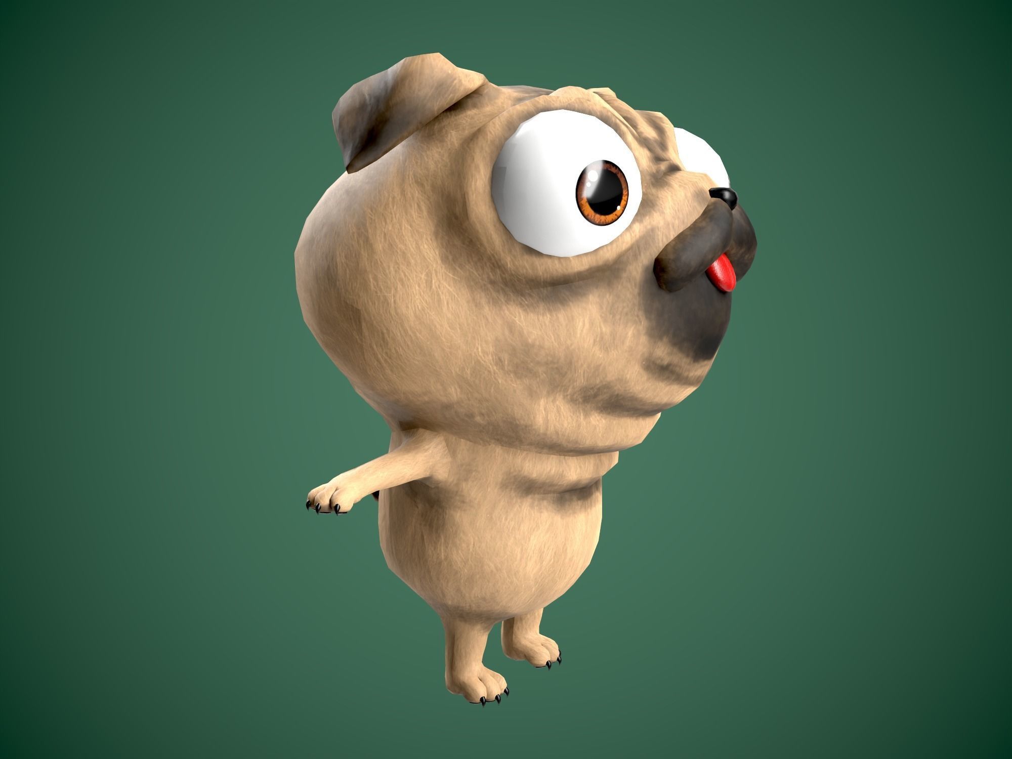 Cute Mops dog Low-poly 3D model_5