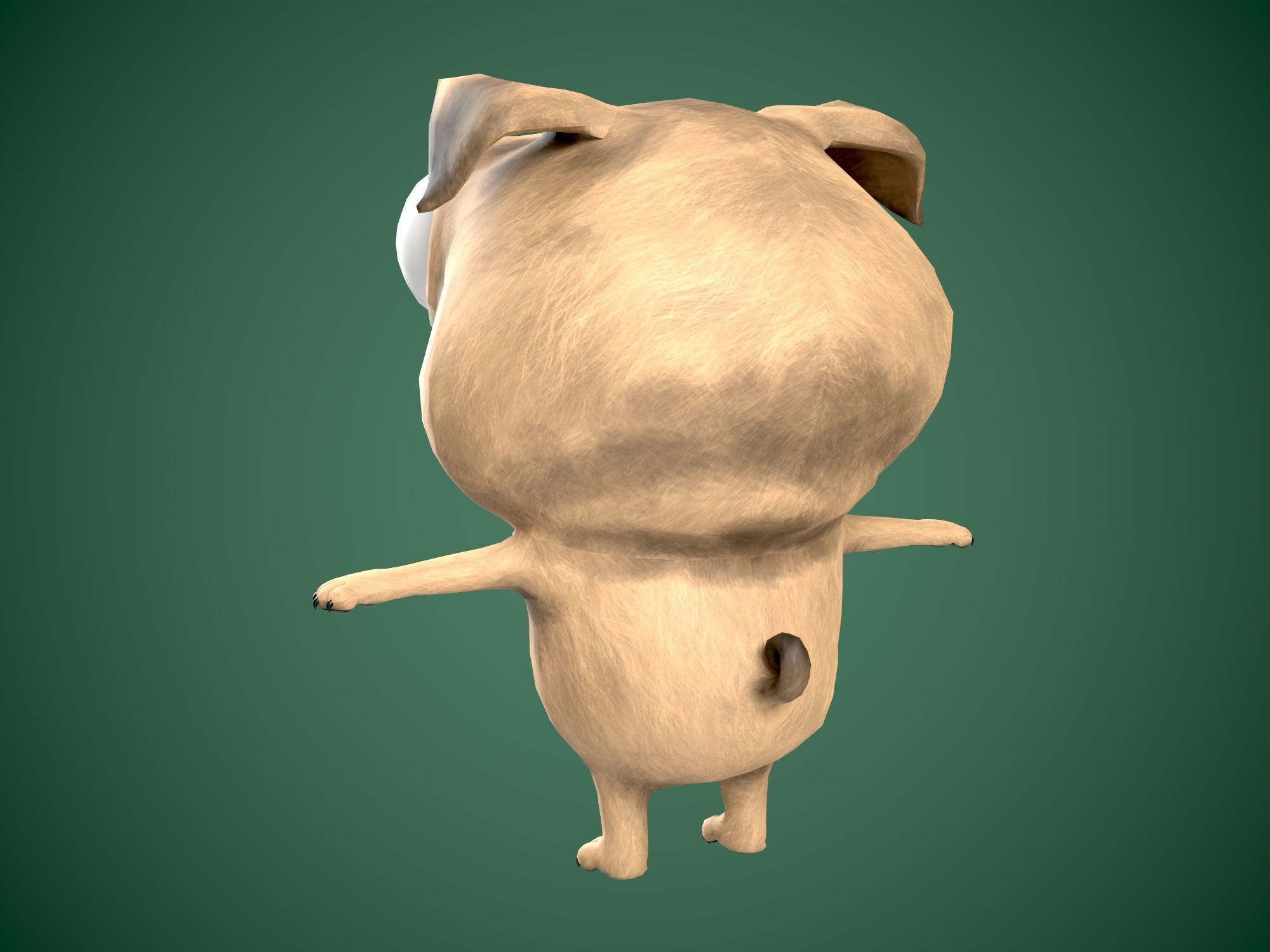 Cute Mops dog Low-poly 3D model_4