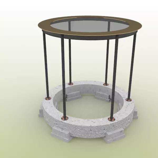 Circular steel-framed building 3D model_0