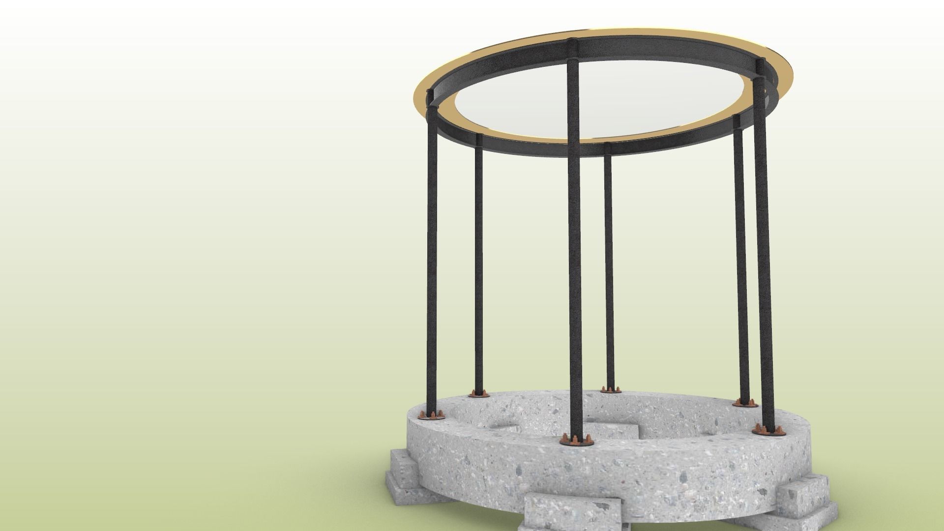 Circular steel-framed building 3D model_1