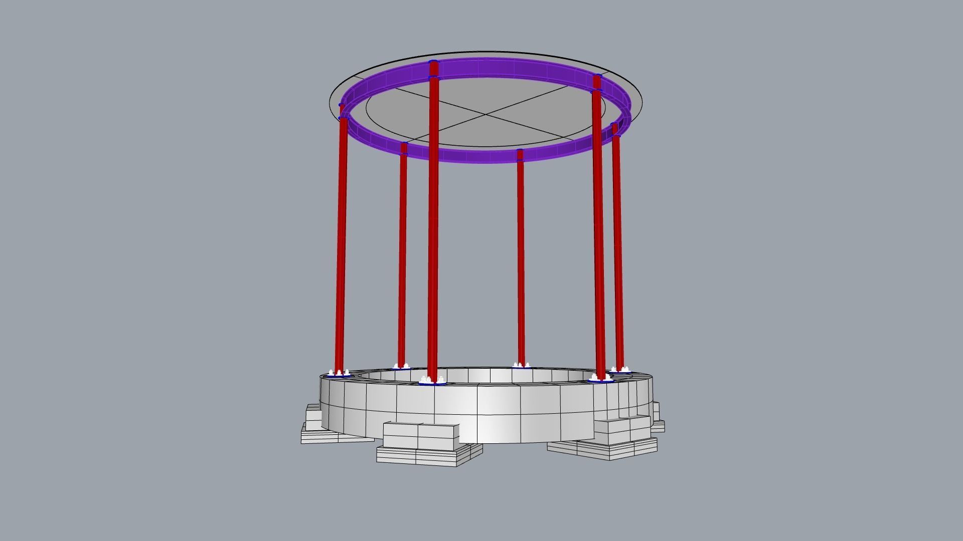 Circular steel-framed building 3D model_2