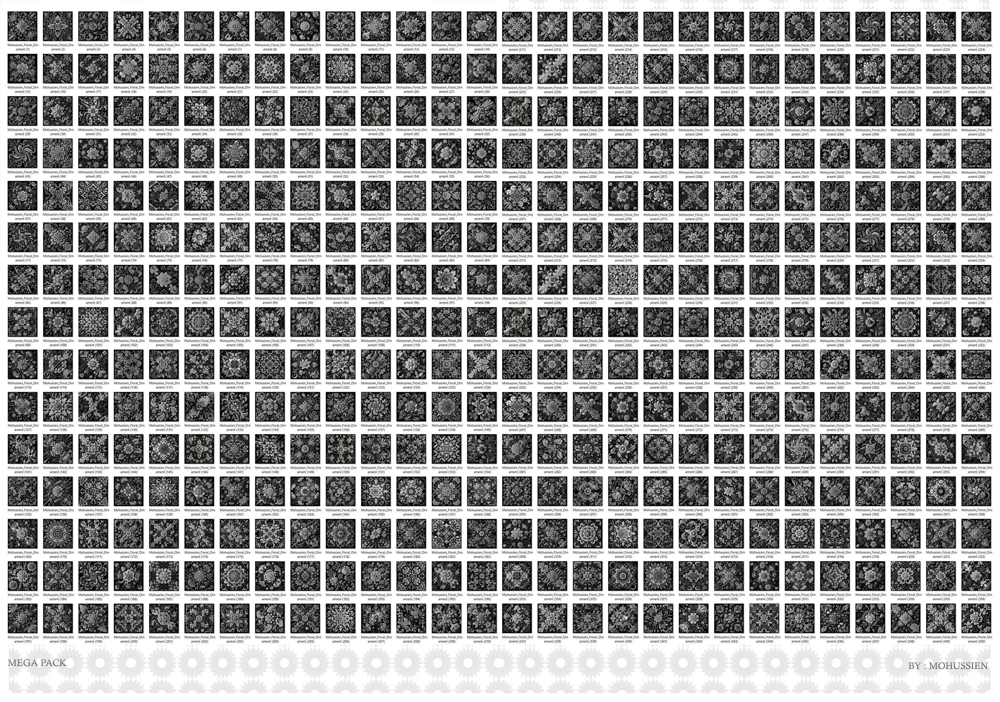 collection of floral ornaments  3D model_1