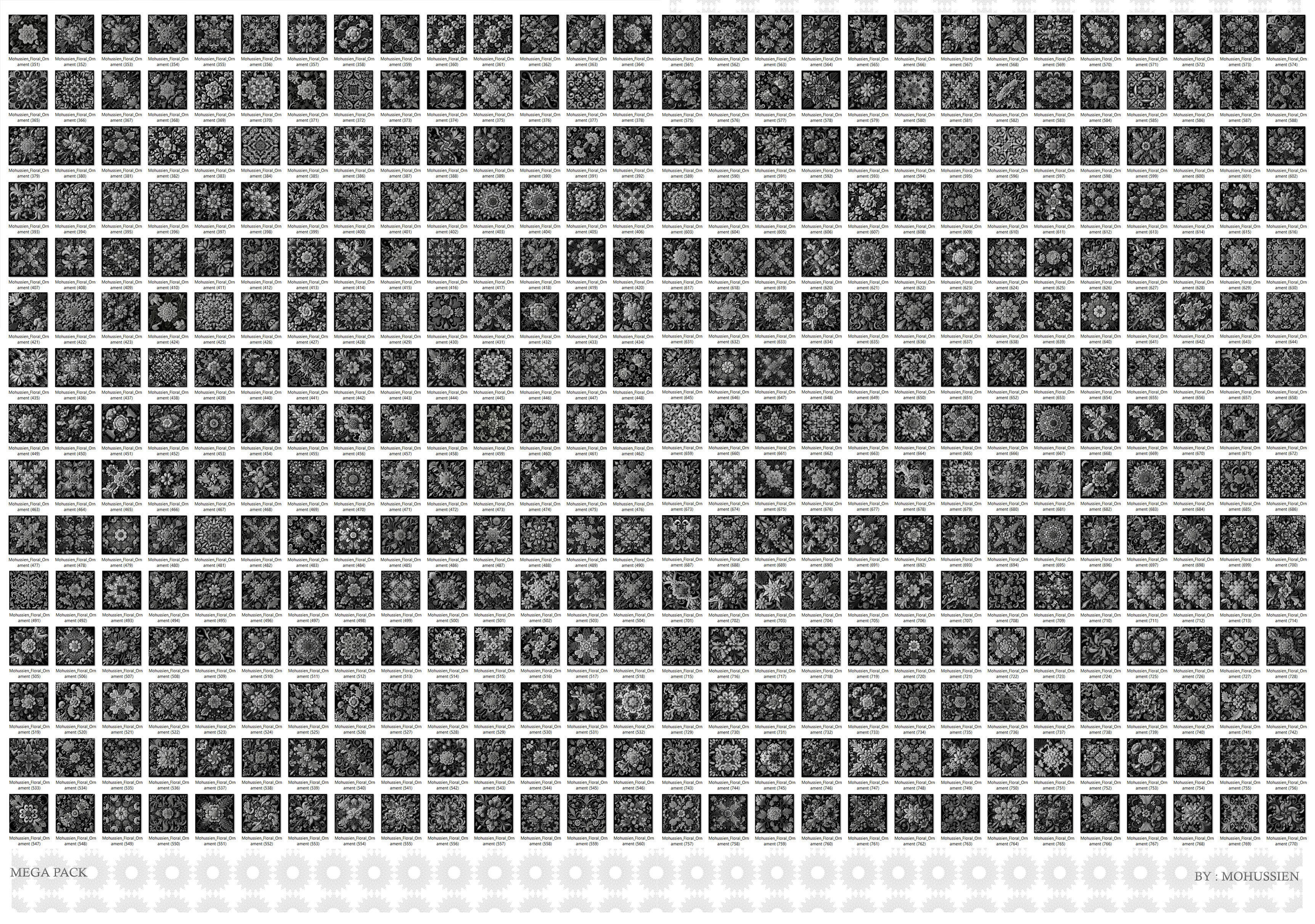 collection of floral ornaments  3D model_2