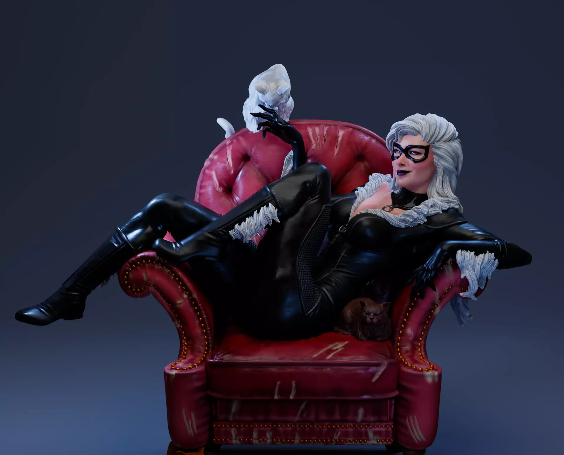 Black cat statue 3D print model