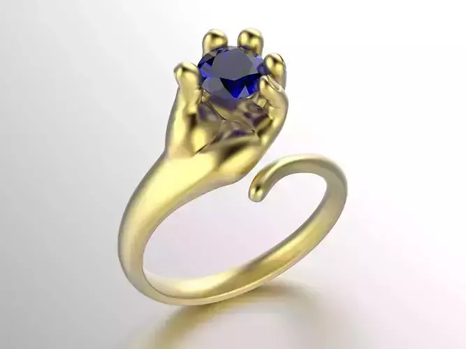 jewelry hand shaped ring 0031 v2 1 of gold with gem