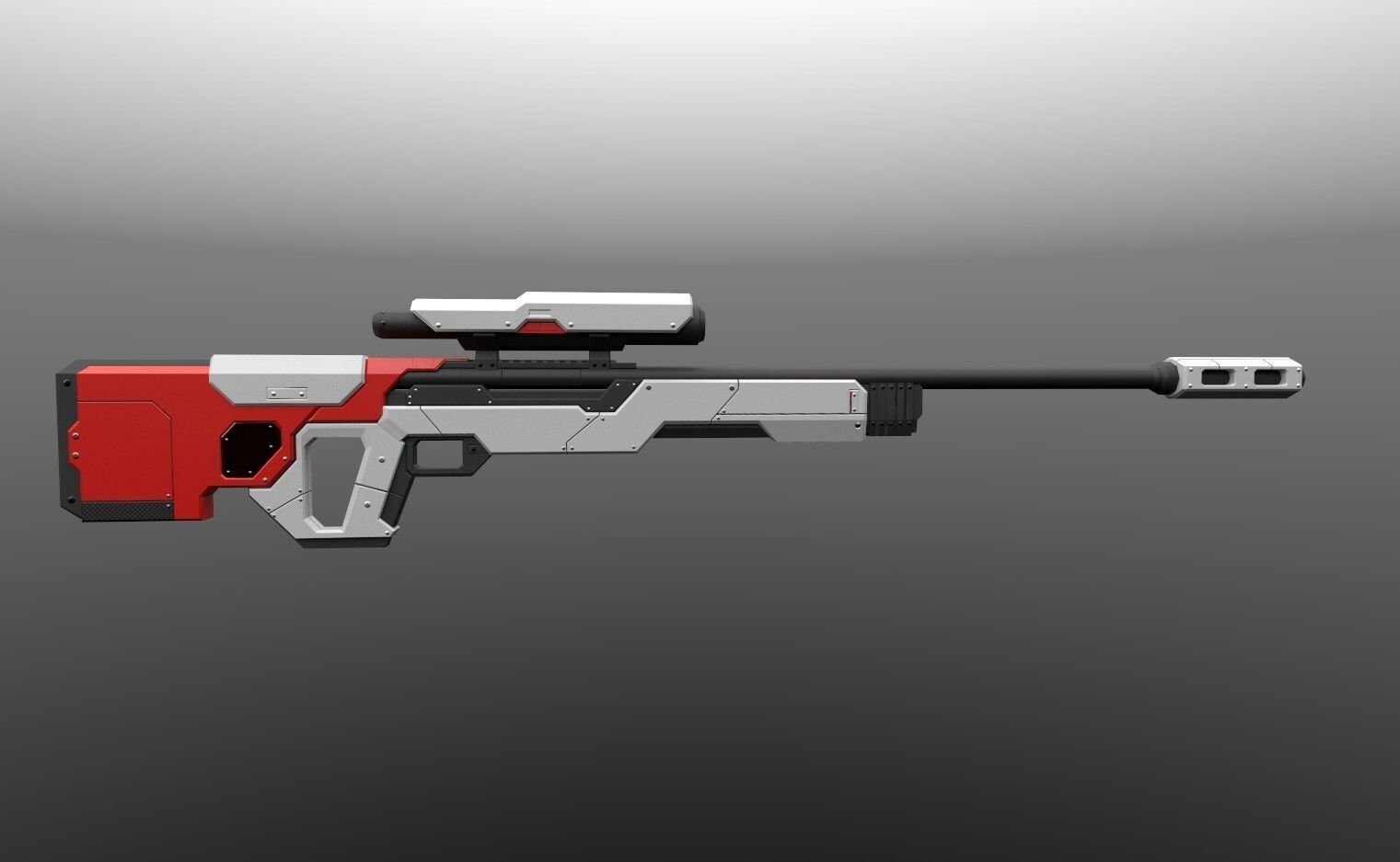 Sniper Rifle Low-poly 3D model_1
