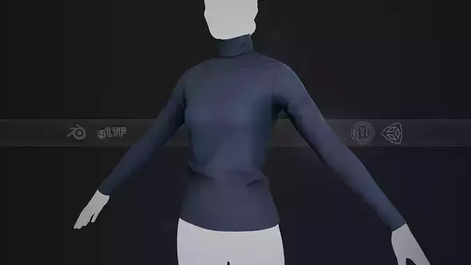 Blue Turtle Neck Pull Top 