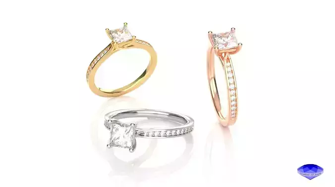 Princess Cut Diamond Solitaire Ring 