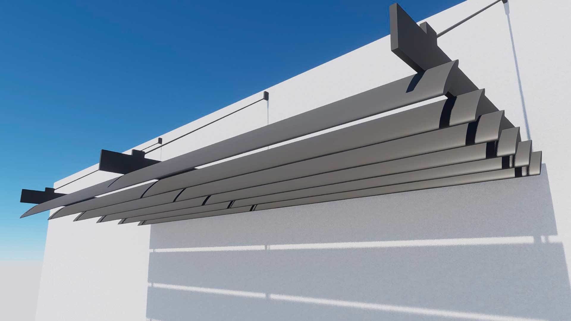 Overhang Sun Shade Louvres Cover 3D model_1
