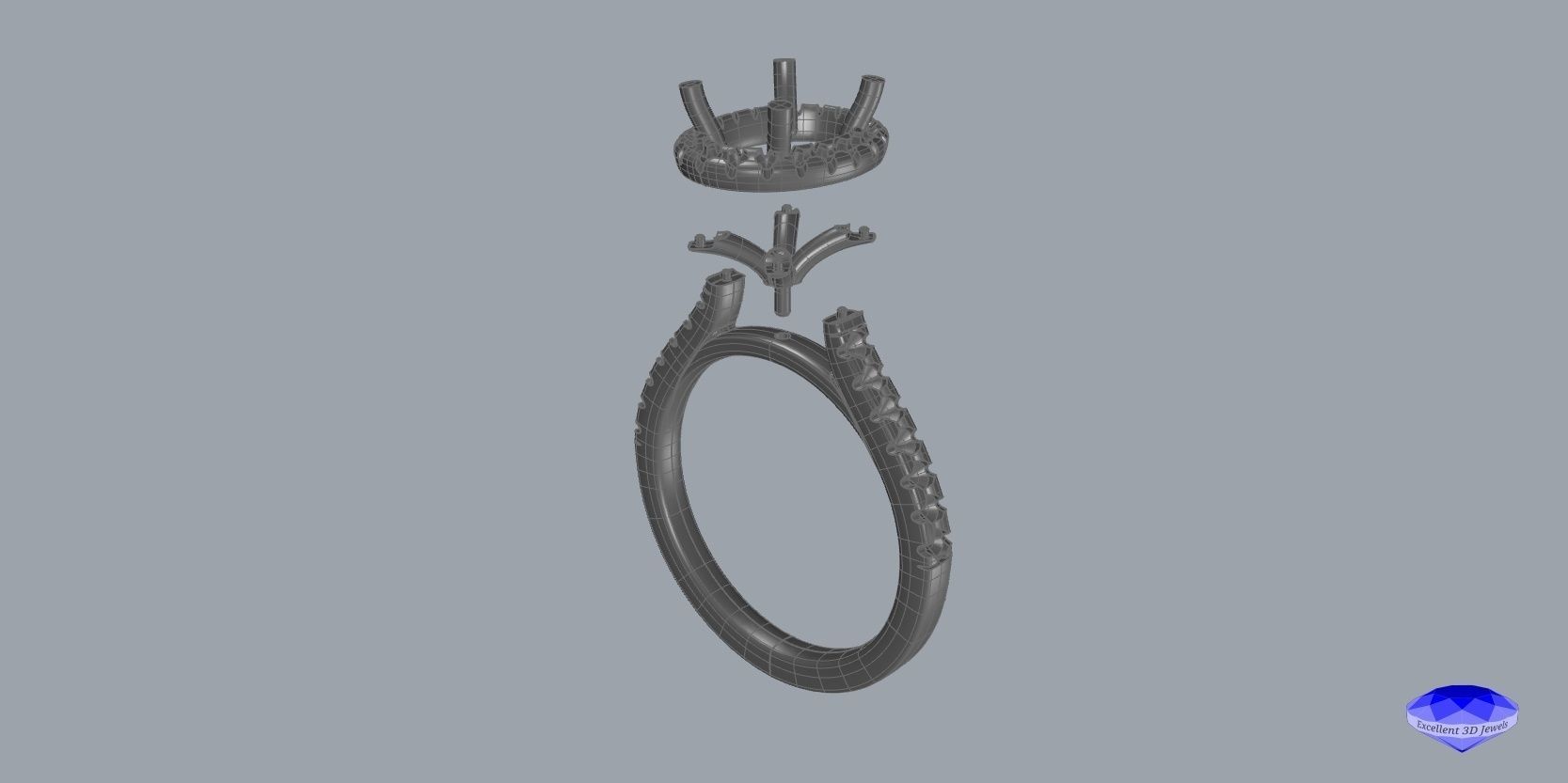 Oval Diamond Halo Engagement Ring  3D print model_6