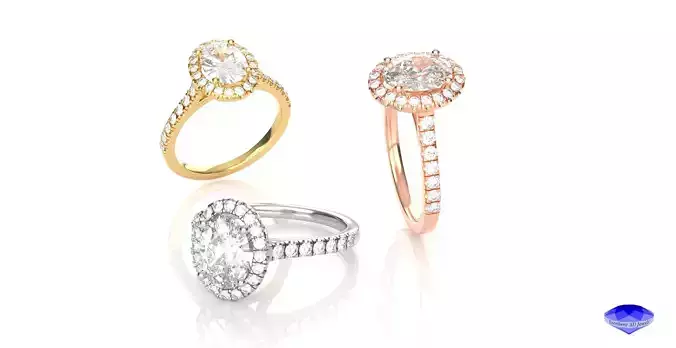 Oval Diamond Halo Engagement Ring 