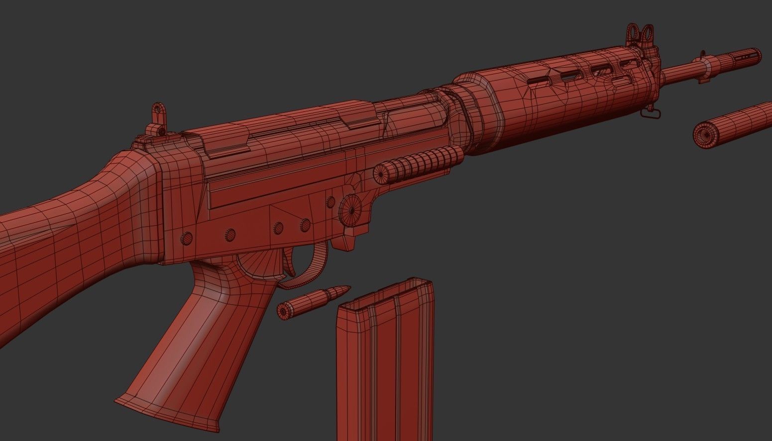 FN FAL  Rifle Low-poly 3D model_19