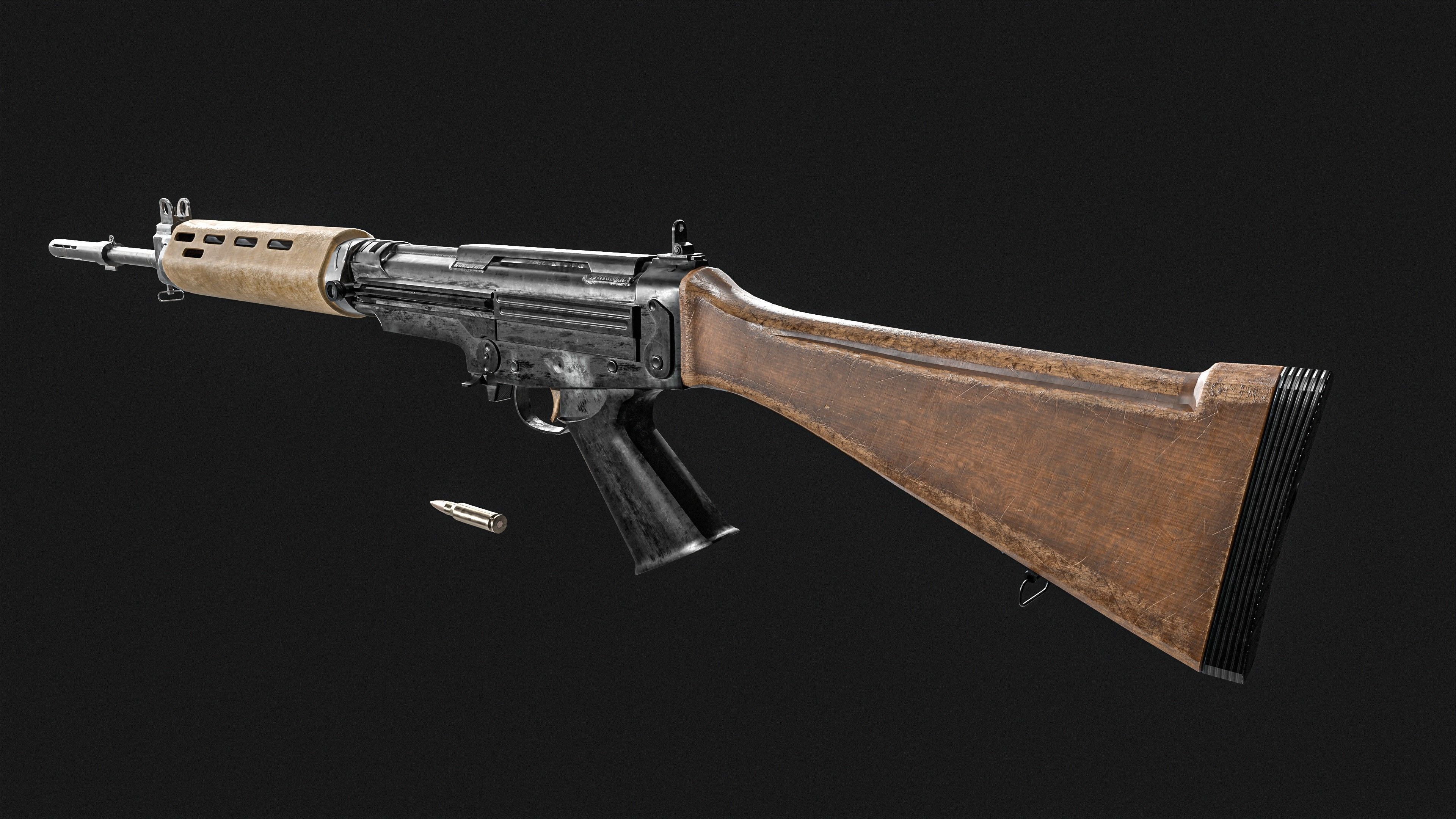 FN FAL  Rifle Low-poly 3D model_6