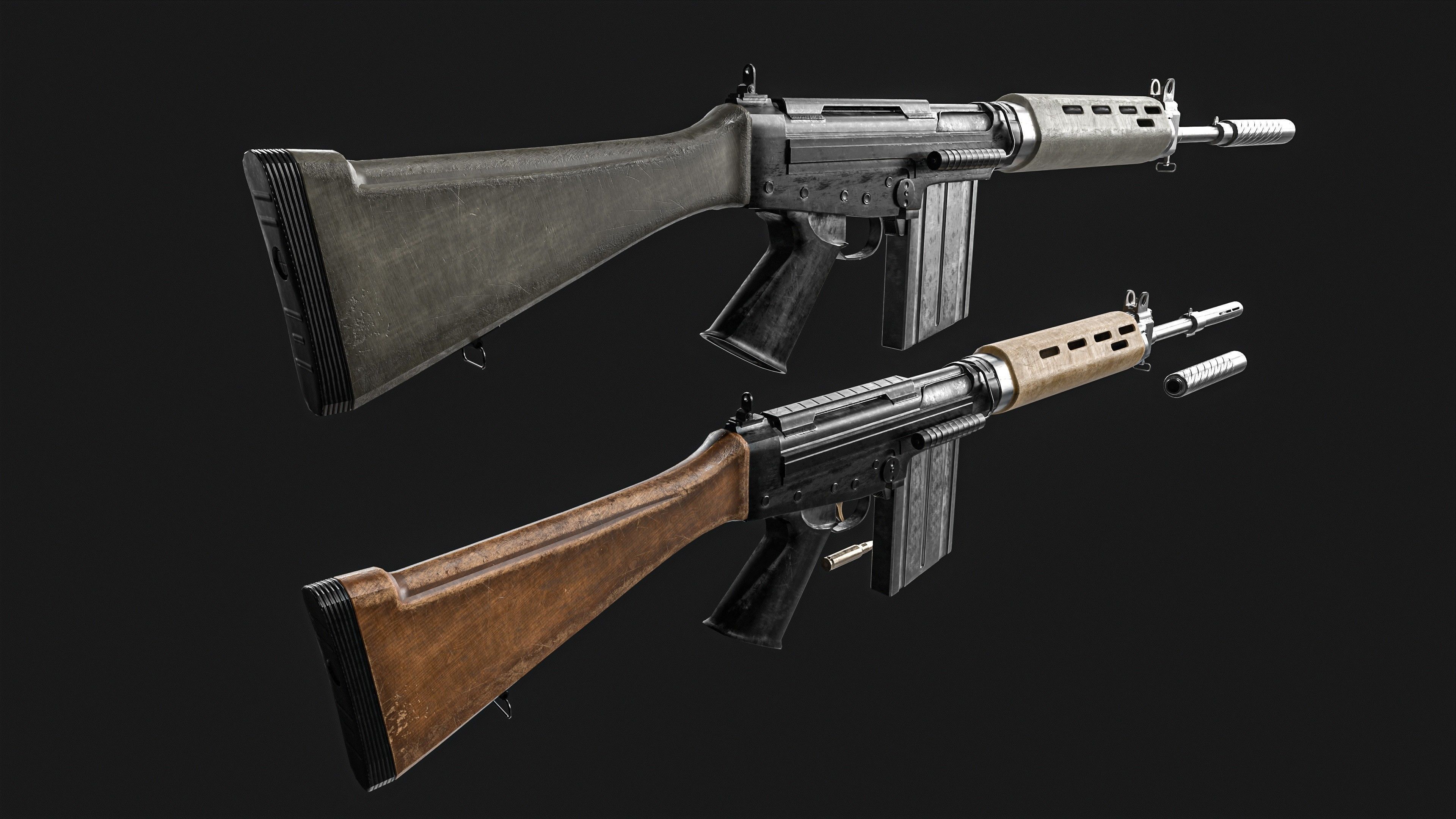 FN FAL  Rifle Low-poly 3D model_2
