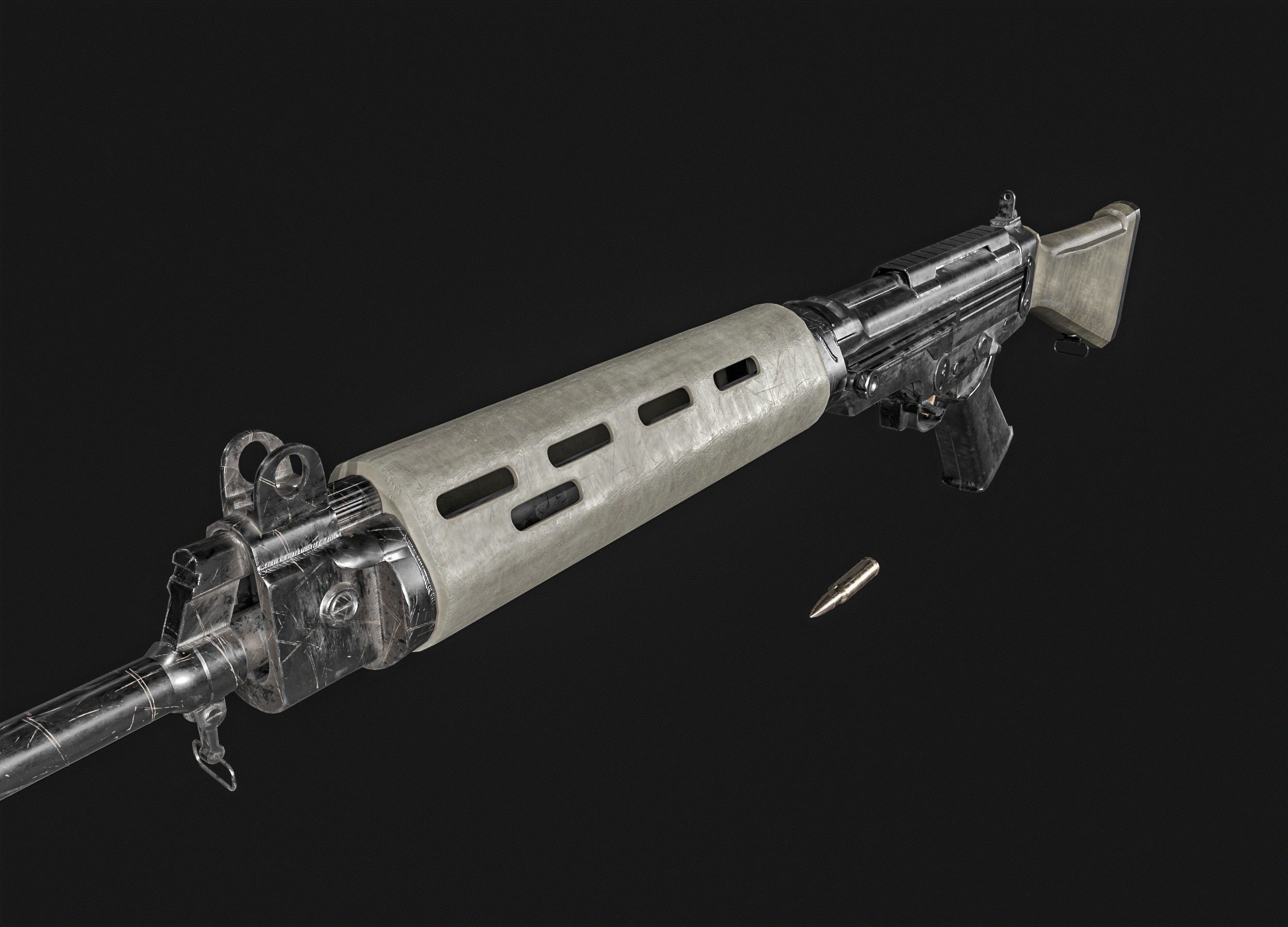 FN FAL  Rifle Low-poly 3D model_14