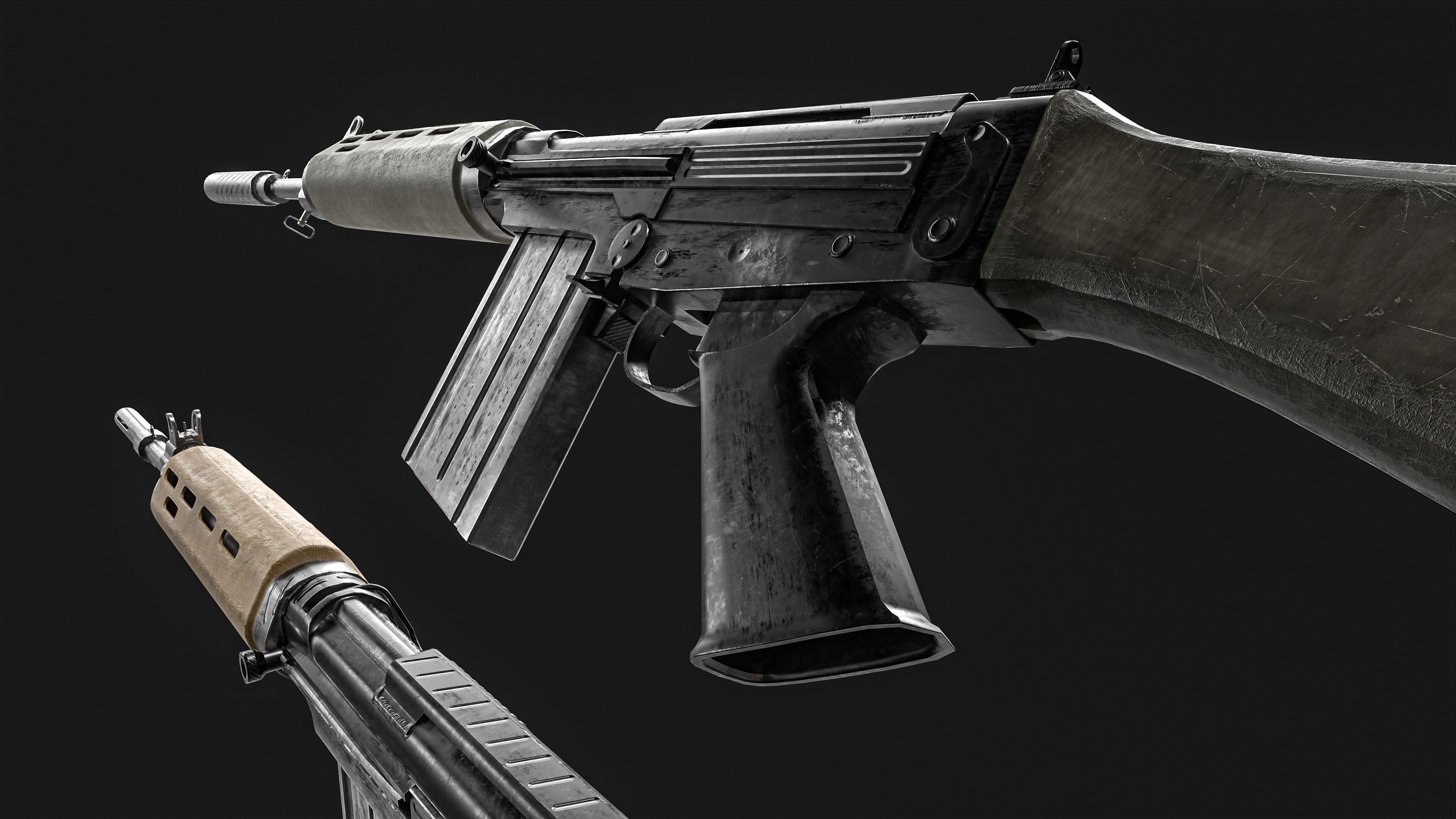 FN FAL  Rifle Low-poly 3D model_4