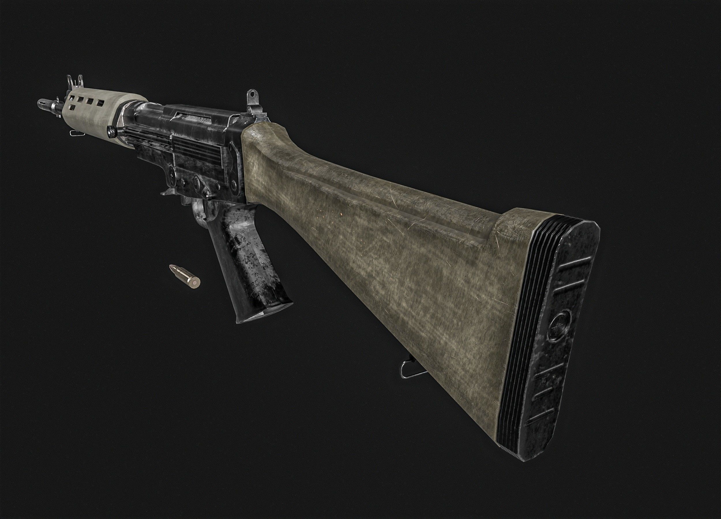 FN FAL  Rifle Low-poly 3D model_13