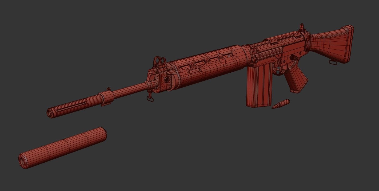 FN FAL  Rifle Low-poly 3D model_18