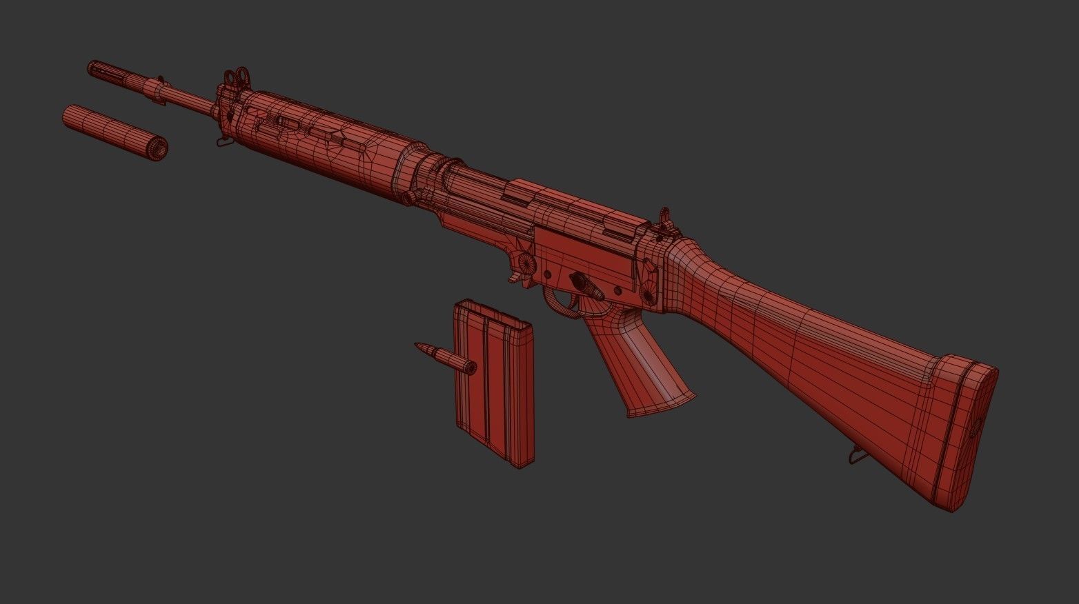 FN FAL  Rifle Low-poly 3D model_5