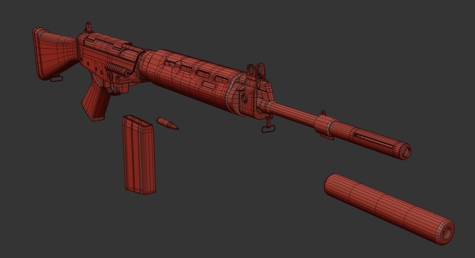 FN FAL  Rifle Low-poly 3D model_17