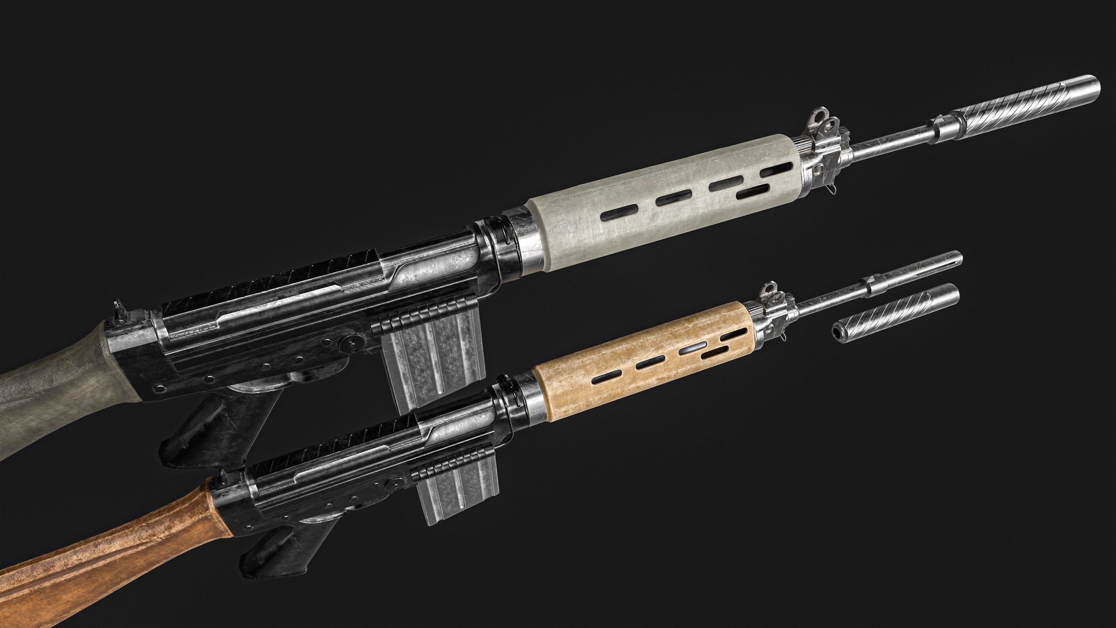 FN FAL  Rifle Low-poly 3D model_3