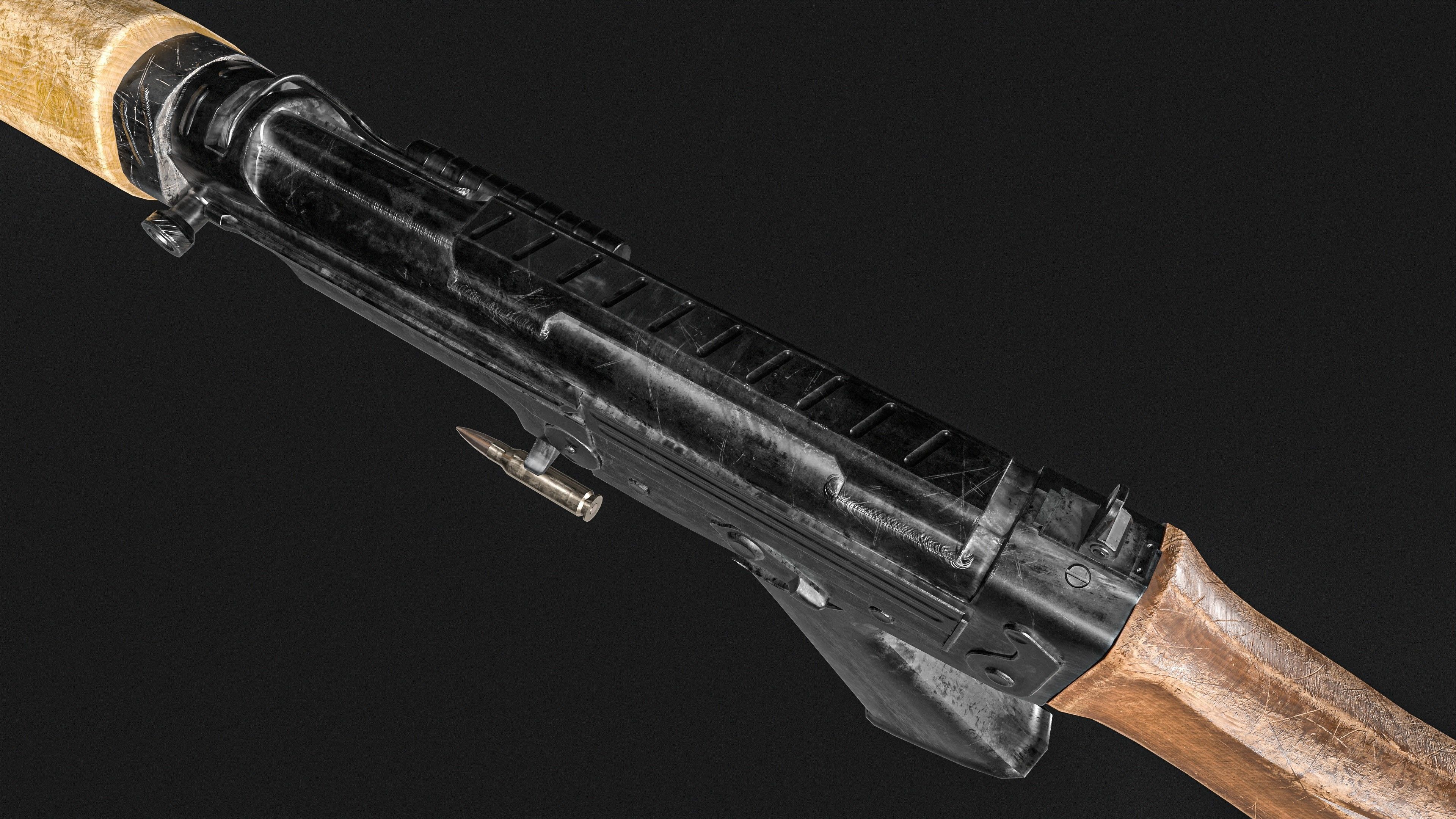FN FAL  Rifle Low-poly 3D model_8