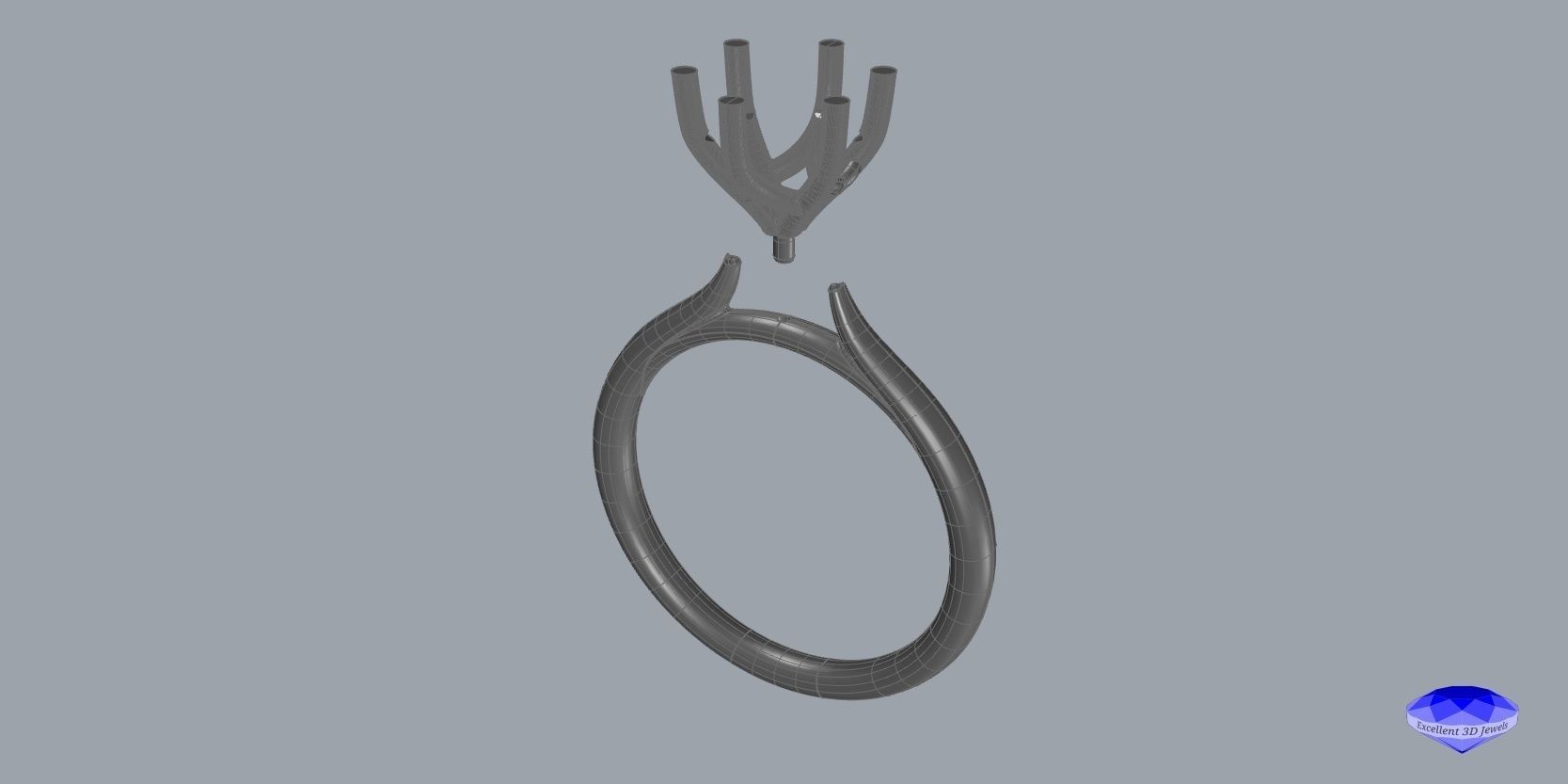 Six Prongs Diamond Solitaire Ring 3D print model_6