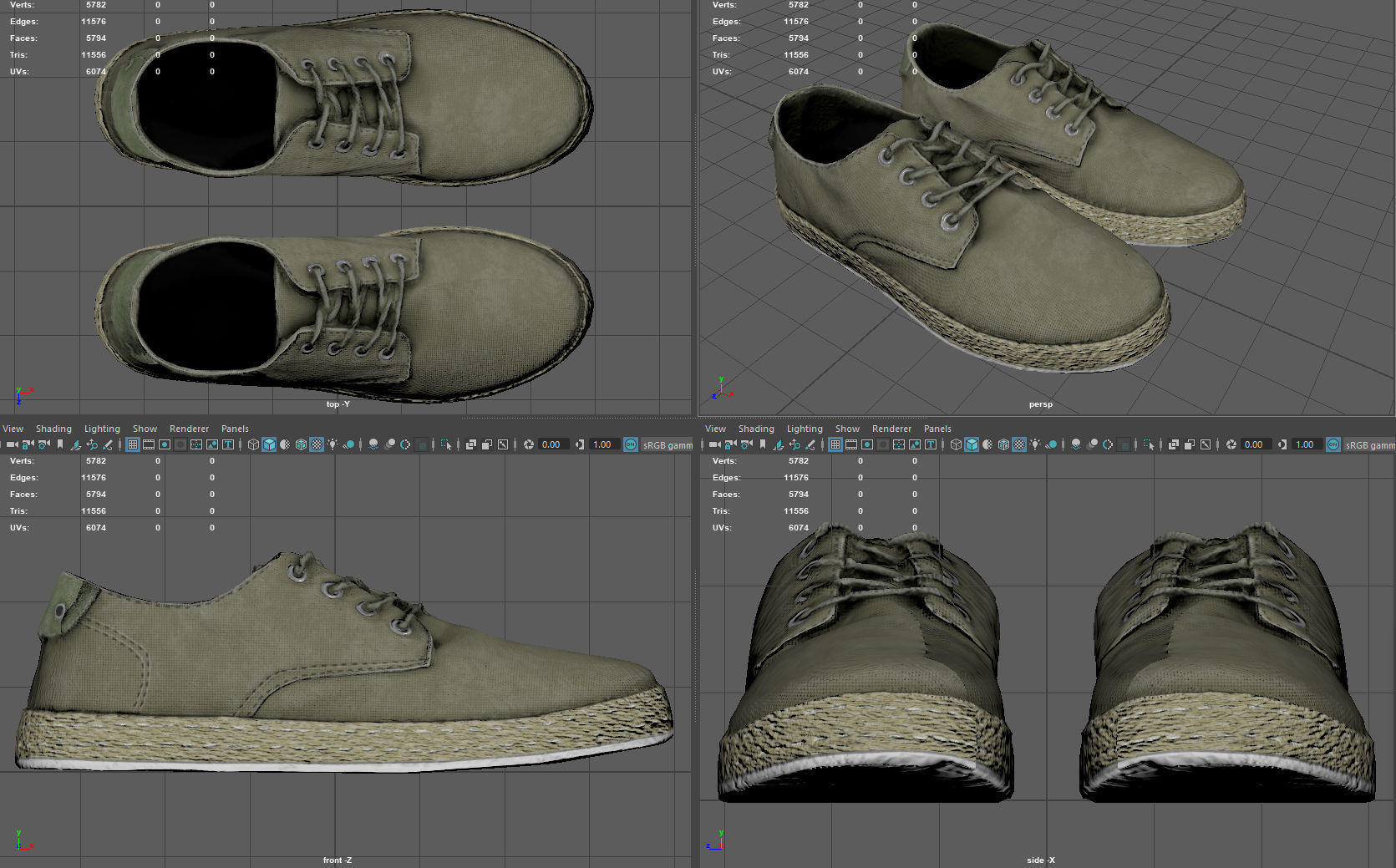 Summer Shoes Low-poly 3D model_6