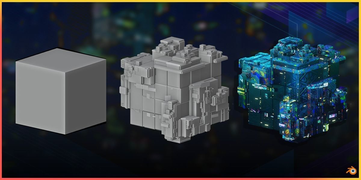 Procedural Sci-Fi Cyberpunk Effect Generator For Blender Low-poly 3D model_2