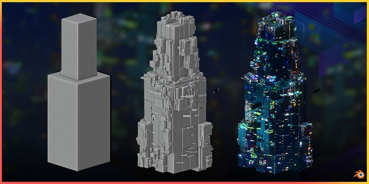 Procedural Sci-Fi Cyberpunk Effect Generator For Blender Low-poly 3D model_1
