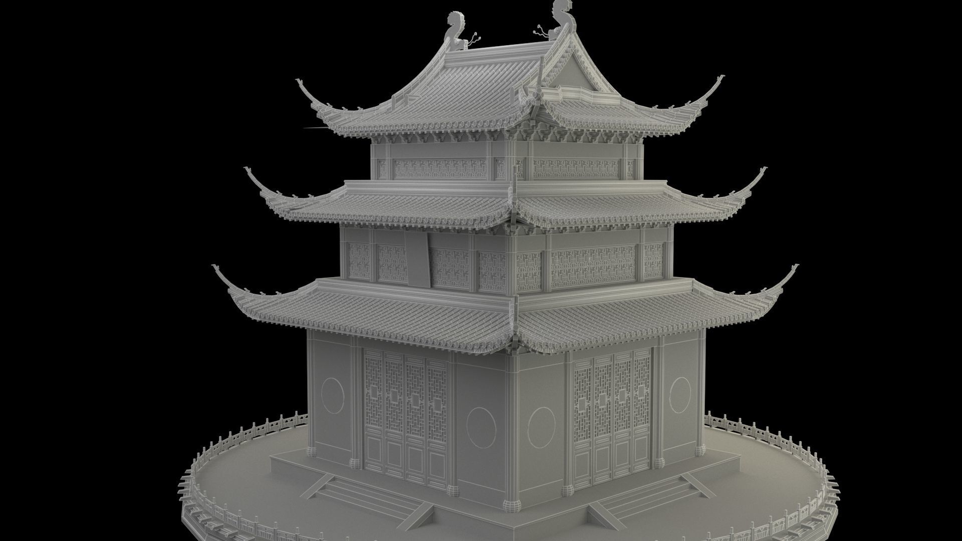 Chinese ancient house 3D model_6
