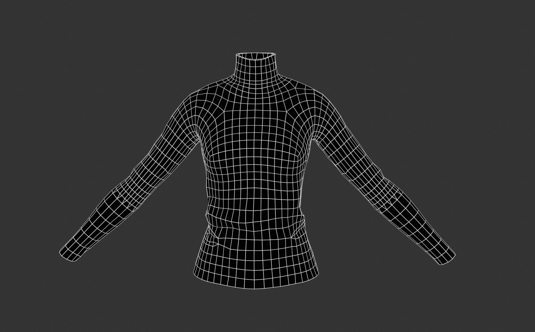 Red Turtle Neck Pull Top  Low-poly 3D model_8