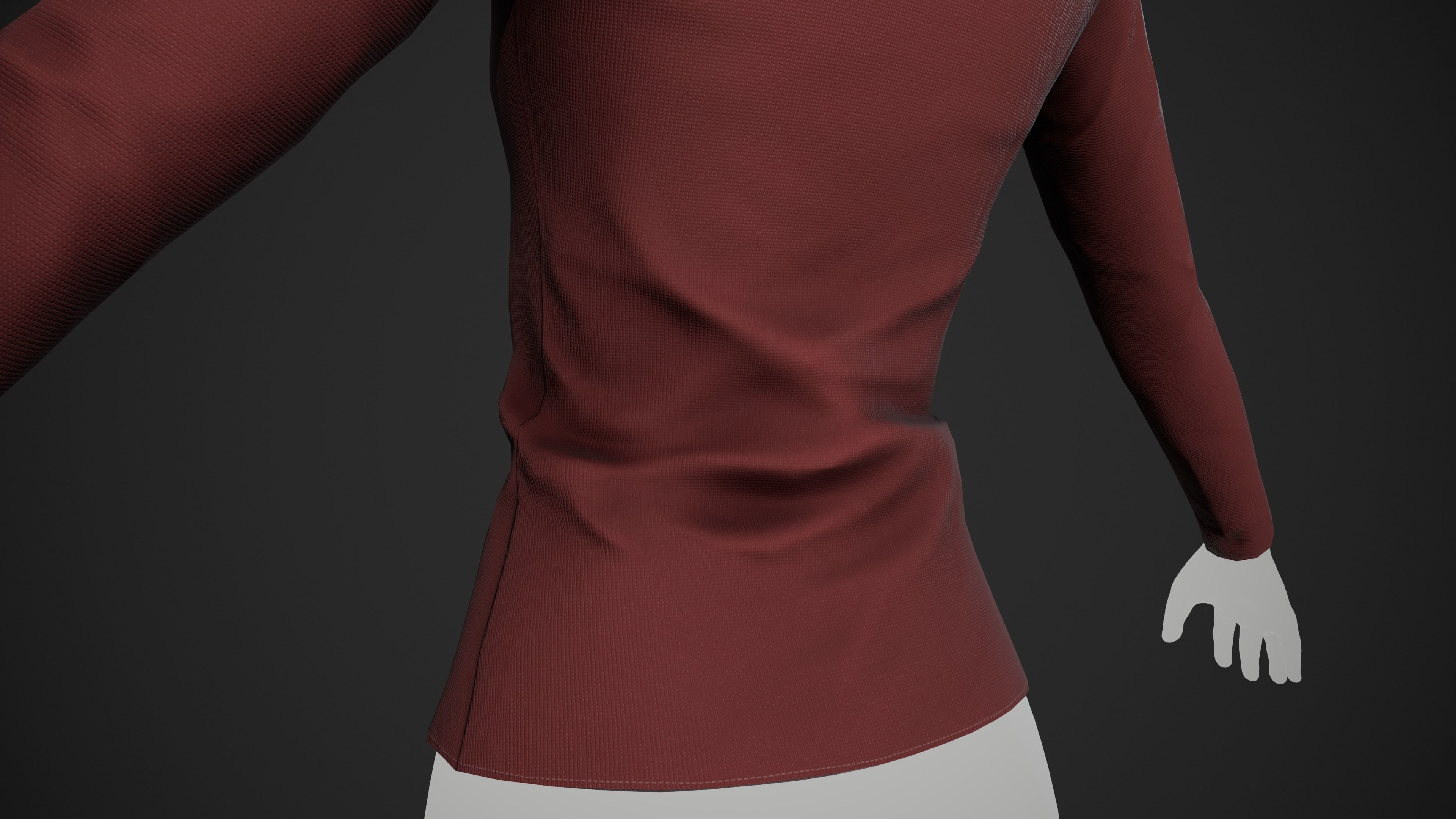 Red Turtle Neck Pull Top  Low-poly 3D model_1