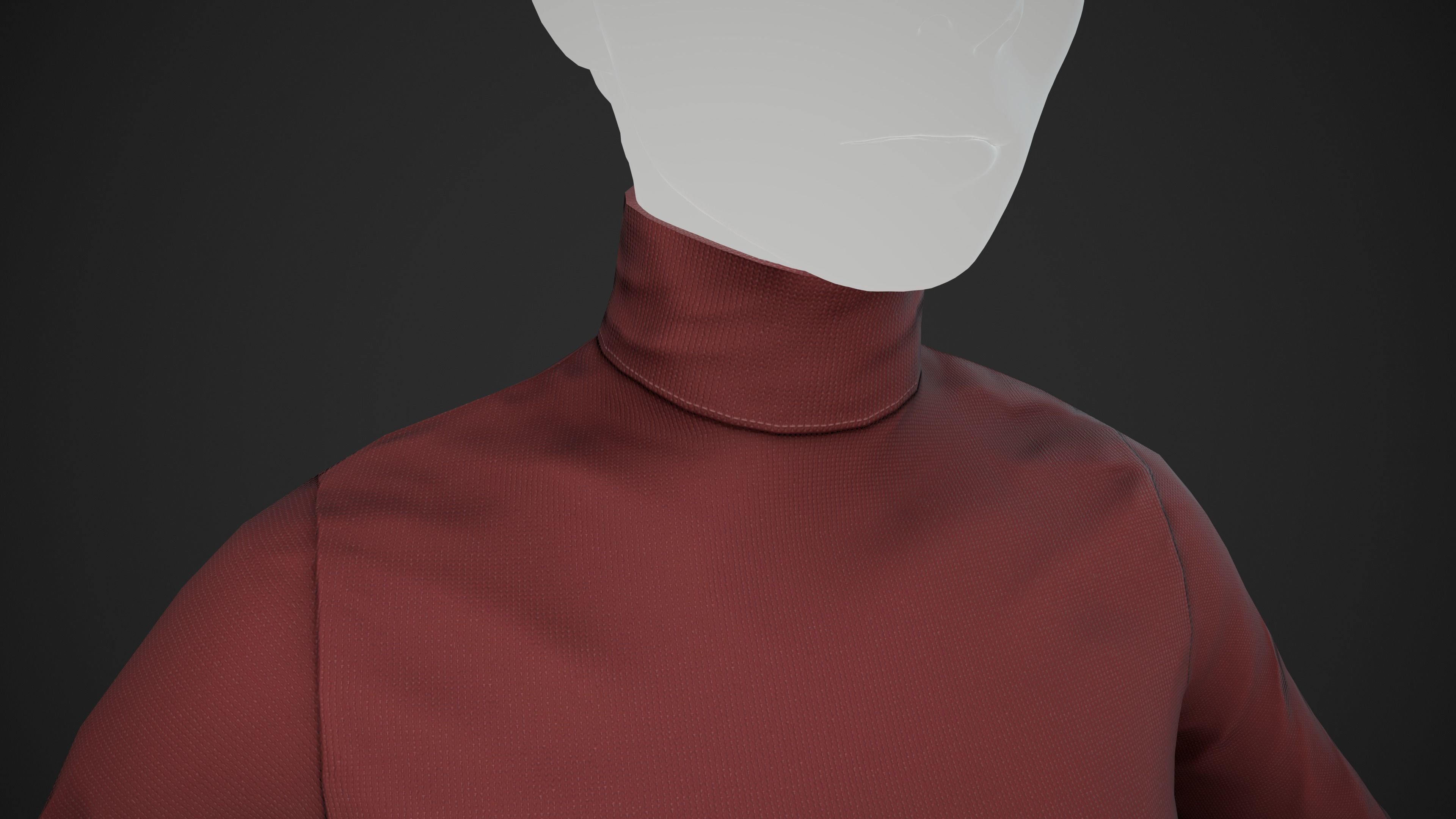 Red Turtle Neck Pull Top  Low-poly 3D model_5