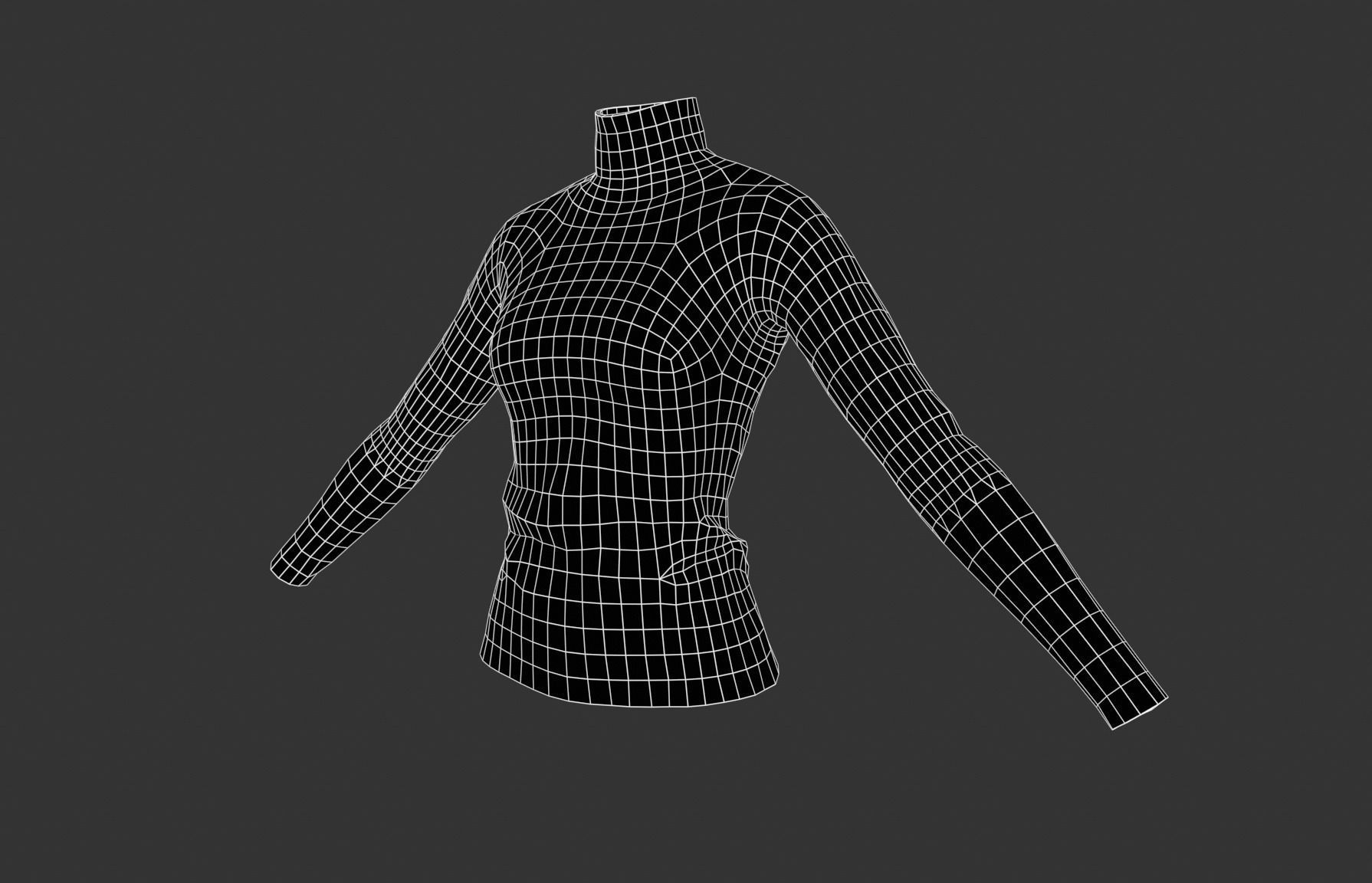 Red Turtle Neck Pull Top  Low-poly 3D model_9