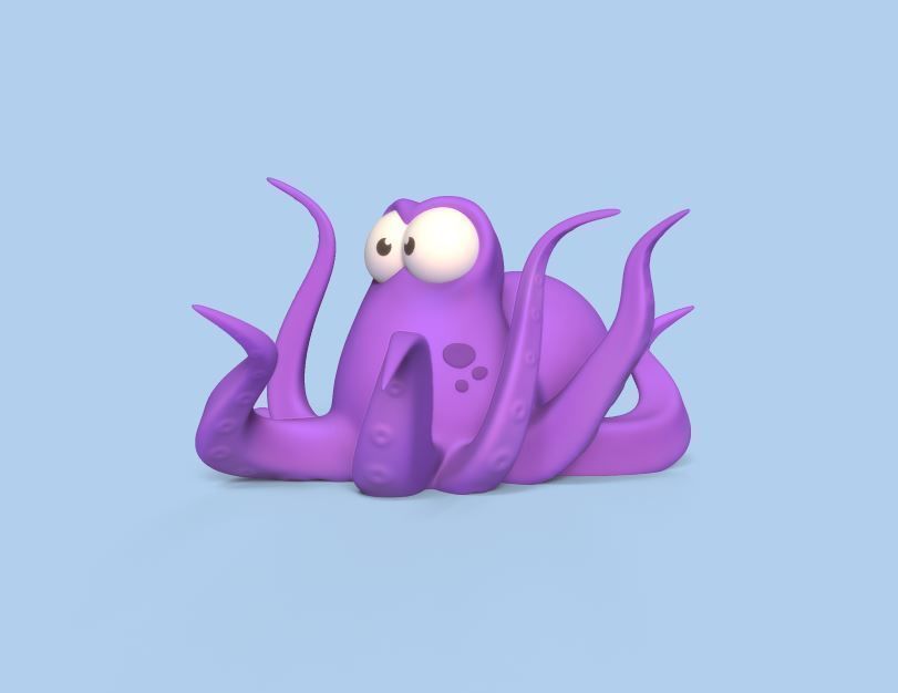 Cartoon Octopus 3D print model_1