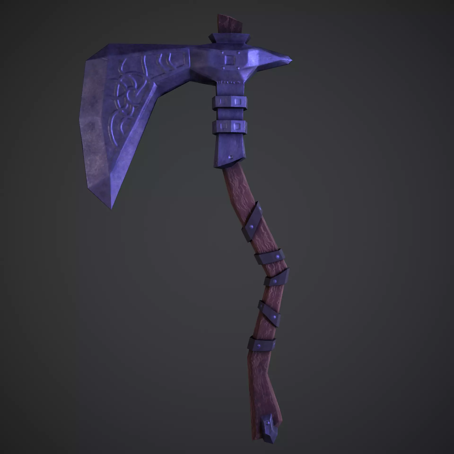 Casual ax for the game Low-poly 3D model_0