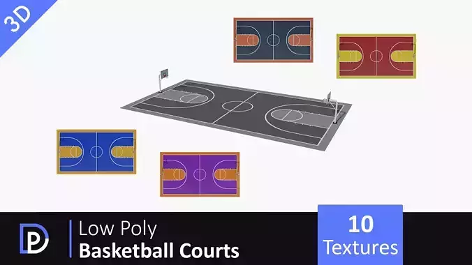 Basketball Courts Pack Low-poly 3D model