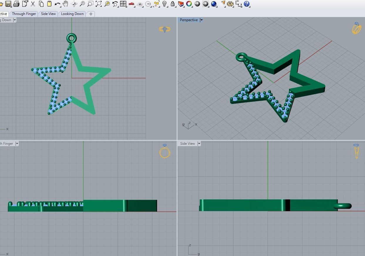 star penadnt 3D print model_3