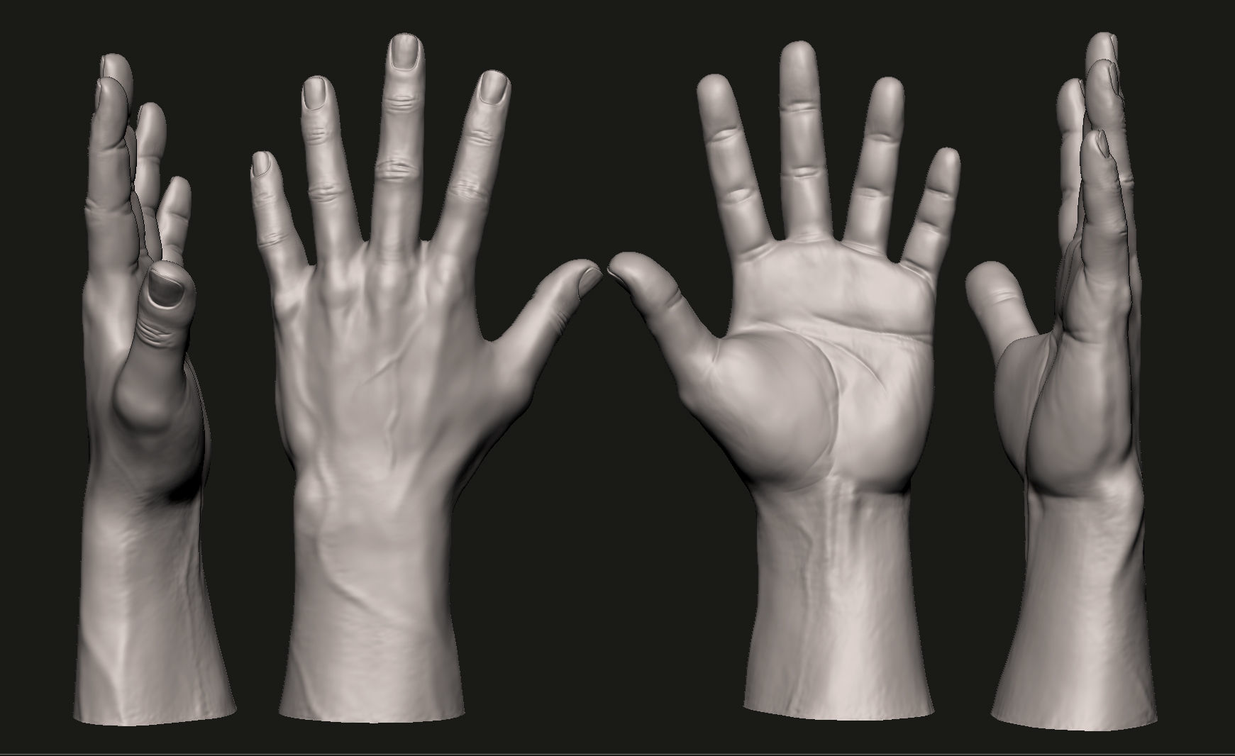 Hand 7 poses 3D Printable 3D model_2