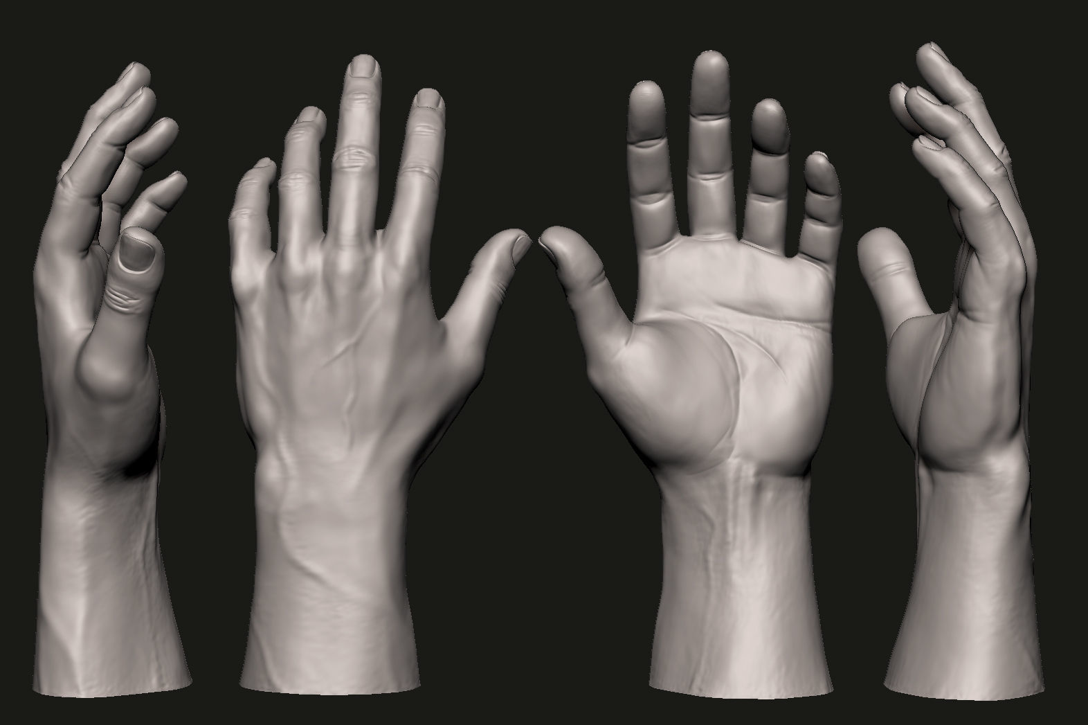 Hand 7 poses 3D Printable 3D model_1