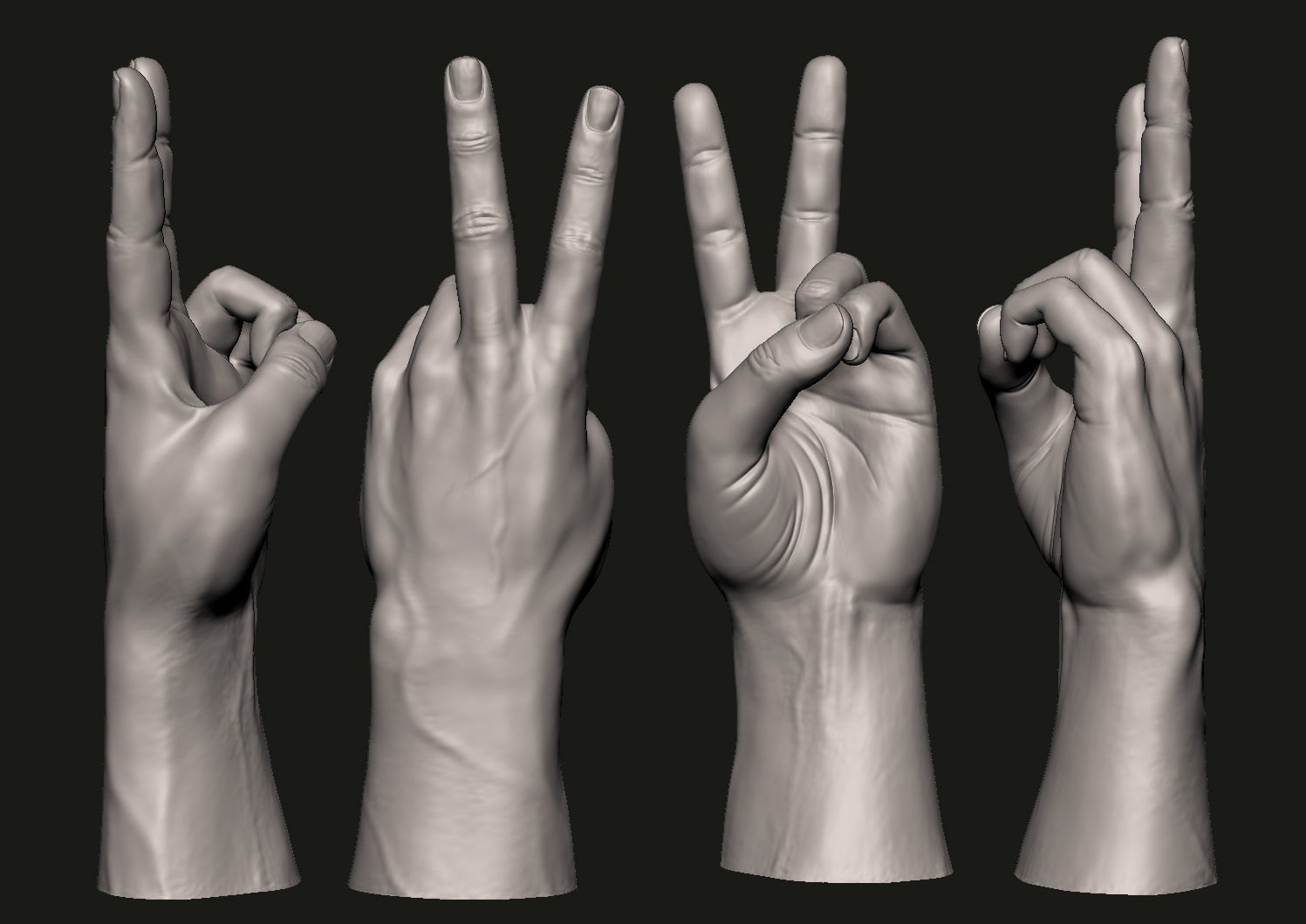 Hand 7 poses 3D Printable 3D model_3